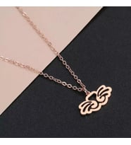 Kişiye Özel 925 Ayar Gümüş Kedi Burnu Kolye (Rose)