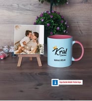Kral Babam Babaya Hediye Fotoğraflı Dekoratif Taş, Kupa Bardak Beyaz Hediye (Model 6)