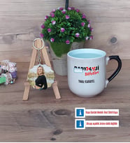 Radyoloji Teknikeri Kupa Bardak Beyaz ve Fotoğraflı Ahşap Anahtarlık Hediye (Model 10)
