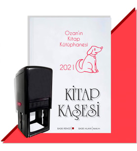 Kişiye Özel Sevimli Köpek  2021 Otomatik Kitap Kaşesi (Kırmızı)