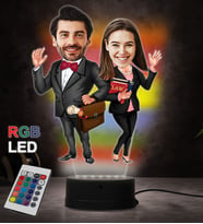 Doğum Günü Hediyesi,Sevgiliye Hediye, Kişiye Özel Fotoğraflı Avukat Çift Karikatür 3D Led Lamba (RGB)