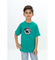 Toontoy Erkek Çocuk Şapkalı Ayı Baskılı Tişört (Koyu Yeşil)