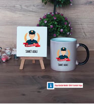 Erkek Polis Dekoratif Taş, Kupa Bardak Kırmızı Hediye (Model 8)