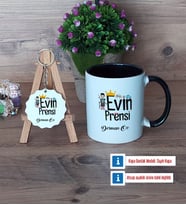 Evin Prensi Kupa Bardak Kırmızı ve Ahşap Anahtarlık Hediye (Model 10)