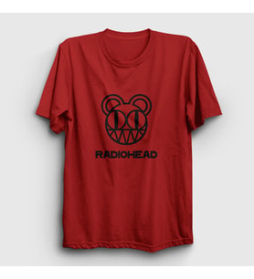 Presmono Unisex Sarı Bear Logo Radiohead T-Shirt 103558tt (Kırmızı)