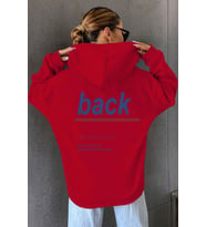 Unisex Back Sırt Baskılı Sweatshirt (Kırmızı)