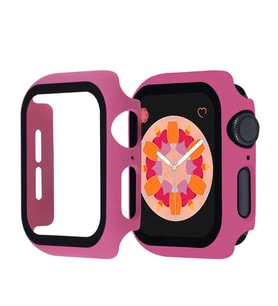 Apple Watch 42mm 1/2/3 (11/10nesil değildir) Full Kasa Korumalı Ekran Koruyucu (Koyu Pembe)