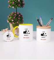 Sevimli Panda Kupa Bardak Kalemlik ve Anahtarlık İsme Özel (Model 5)