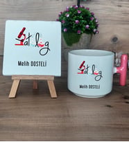 Patalog Hediye Seti Kupa Bardak T Kulplu ve Dekoratif Taş Tıp Bayramı Hediyesi  (Model 4)