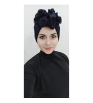 Kadın Tesettür Şerit Detay Çift Taraflı Bone (Lacivert)