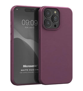 Microsonic Matte Silicone Apple iPhone 15 Ultra Kılıf Siyah (Mor)