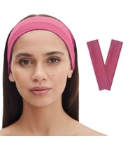 2'li Spor Kadın Erkek Saç Bantları, Elastik Kaymaz İnce Ter Emici Esnek Genç Saç Bandı Bandana, Kadın Makyaj Yüz Yıkama Koşu Dans Fitness Yoga Pilates Bisiklet İçin Saç Bandı Taç, Kadın & Erkek Pamuk Atletik Egzersiz Ter Bandı Düz Renk Kafa Bandı (Pembe M
