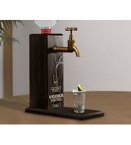 BK Gift Kişiye Özel Kabartma İsimli Musluklu Siyah(Ebony) Ahşap Vodka Standı, Vodka Çeşmesi, Doğum Günü Hediyesi, Ev Hediyesi, İçecek Dispenseri (Model 2)