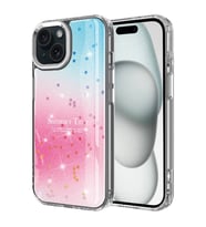 iPhone 14 Kılıf Simli Desenli Parlak Task Kılıf (Pembe)