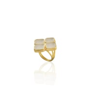 Kadir Jewellery 22 Ayar Altın Kaplama Kadın Zirkon Taşlı Yüzük (Beyaz)