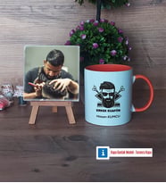 Erkek Kuaförü Fotoğraflı Dekoratif Taş, Kupa Bardak Beyaz Hediye (Model 13)