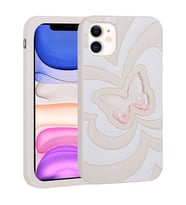 Apple iPhone 11 Kılıf Sıvılı Simli Kelebekli Tasarım Vodena Kılıf (Beyaz)