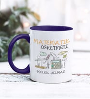 Matematik Öğretmeni Tasarımlı Kişiye Özel Kupa Bardak (Lacivert)