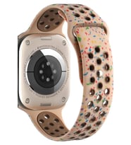 Apple Watch 44 mm KRD-02 Suya Dayanıklı Delikli Renkli Silikon Kordon (Krem)