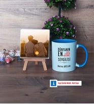 Sevgiliye Hediye Fotoğraflı Dekoratif Taş, Kupa Bardak Beyaz Hediye (Model 4)