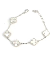 VAN CLEEF BİLEKLİK 5 YONCALI RENKLİ TAŞLI 925 AYAR GÜMÜŞ BİLEKLİK (Beyaz)