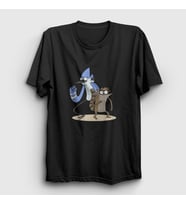 Presmono Unisex Beyaz Mordecai And Rigby Regular Show T-Shirt 449163tt (Siyah)