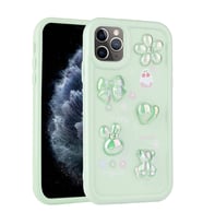 iPhone 11 Pro Max Kılıf Kabartma Figürlü Parlak Toys Silikon Kılıf (Açık Yeşil)