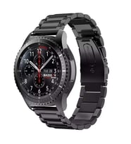 Samsung Galaxy Watch 46mm R800 - Watch 3 45mm R840 22mm Uyumlu Ironweft Döküm Çelik Metal Kordon (Siyah)