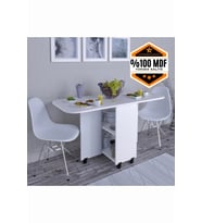 Açılır Kapanır Yemek Masası MDF (Beyaz)