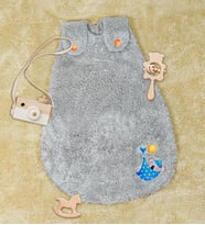 Baskılı Peluş Bebek Uyku Tulumu (Gri)