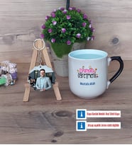 İspanyolca Öğretmeni Kupa Bardak Beyaz ve Fotoğraflı Ahşap Anahtarlık Hediye (Model 10)
