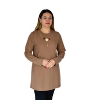 Kadın Kaşkorse Fitilli Tunik A18501 BGL-ST03278 (Vizon)