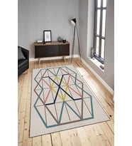 Dijital Baskılı Yıkanabilir Kaymaz Modern Renkli Salon Halısı Mutfak Halısı Yolluk ND-HY-817 (Bej)
