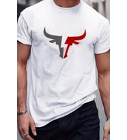 Erkek Boğa Silüet Baskılı Oversize Tshirt (Beyaz)
