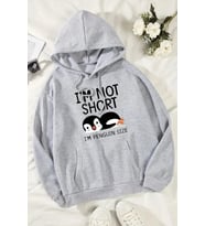 I'm Not Short Baskılı Unisex Oversize Sweatshirt (Gri)