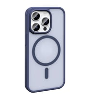 iPhone 14 Pro Max Kılıf Magsafe Şarj Özellikli Mat Arka Yüzey Sio Kılıf (Lacivert)