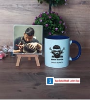 Erkek Kuaförü Fotoğraflı Dekoratif Taş, Kupa Bardak Beyaz Hediye (Model 3)