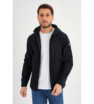 ALEXANDERGARDI FERMUARLI İÇİ POLARLI SU İTİCİ SOFTSHELL KUMAŞ KAPÜŞONLU MONT (E24-MNT-01) (Lacivert)