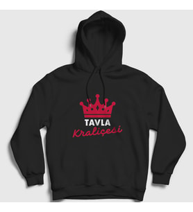 Presmono Unisex Gri Backgammon Queen Tavla Kraliçesi Oyun V3 Kapüşonlu Sweatshirt 418050tt (Siyah)