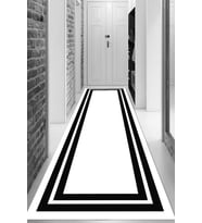 Dijital Baskılı Kaymaz Taban Yıkanabilir Modern Yolluk Ve Koridor Halısı NDU-HS-388 (Beyaz)
