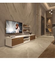 Decoraktiv Eko 4B Slm Dvd Tv Ünitesi Tv Sehpası - Parlak Beyaz (Beyaz - Ceviz)
