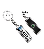 Kişiye Özel Skoda Fiber Logo Tema Plaka Anahtarlık (Gümüş)