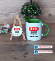 Hukuk Okuduğumu Söylemiş Miydim Kupa Bardak Kırmızı ve Ahşap Anahtarlık Hediye (Model 13)
