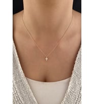 Fiyonk Kuyumculuk  14 Ayar Altın Mini Taşlı Kuzey Yıldızı Kolye (Rose)