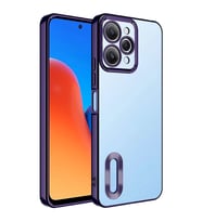 Xiaomi Redmi 12 Kılıf Logo Yeri Açık Kamera Lens Korumalı Renkli Kenarlı Şeffaf Silikon (Mor)