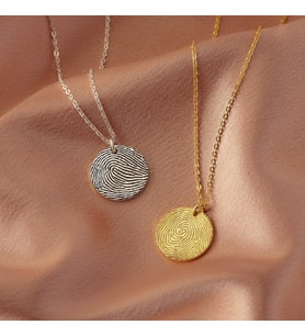 Parmak İzi Kişiye Özel Kolye Gümüş 925 (Gold)