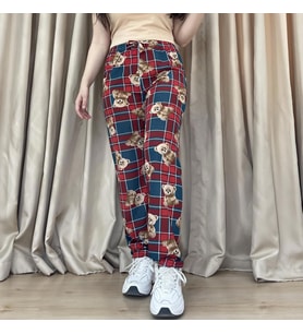 Kadın %100 Pamuk Nefes Alan Kumaş Lastikli Bel Desenli Baskılı Pijama Altı (Yeşil)