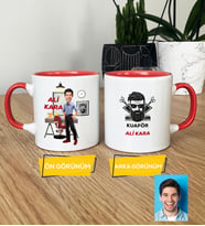 Kişiye Özel Karikatürlü Kuaför Hediye Kupa Bardak Erkek Kuaföre Berbere Hediye (Pembe)