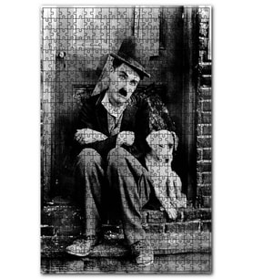 Cakapuzzle Charlie Chaplin Beyaz Köpekle Kapı Önünde Puzzle Yapboz MDF (Ahşap) (500 Parça)