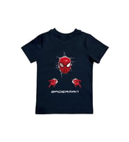 Spiderman baskılı örümcek adam pamuklu penye kumaş yazlık çocuk tişört (Siyah)
